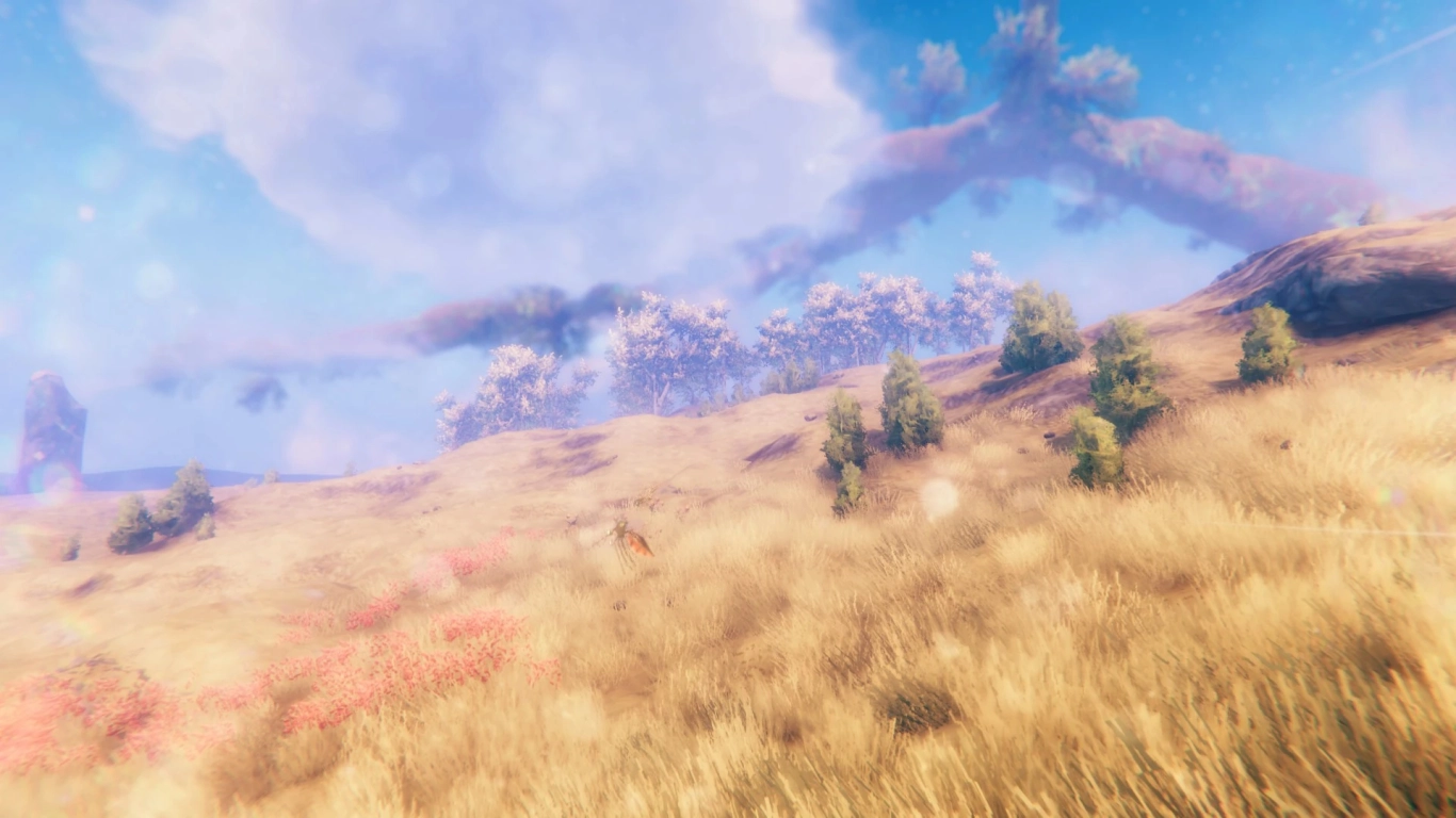 Valheim Plains with Deathsquitos, Fulings, and flax fields